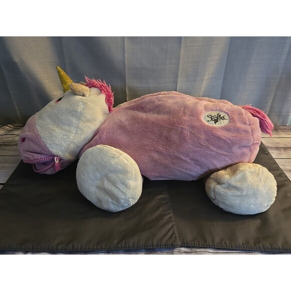 Stuffies Prancing Unicorn 24" Pink Plush Animal 6 Pockets Fun Sleepovers Girl - Picture 6 of 9